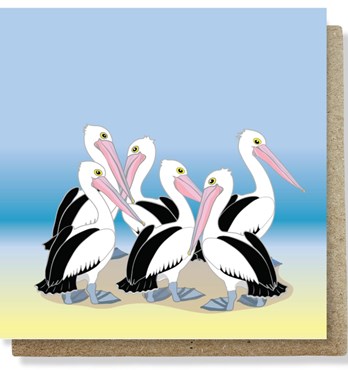 Pelican Party Small Greeting Card Image