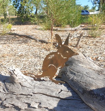 Bilby Standing Garden Stake - Australian Made Rusted Metal Garden Art Image