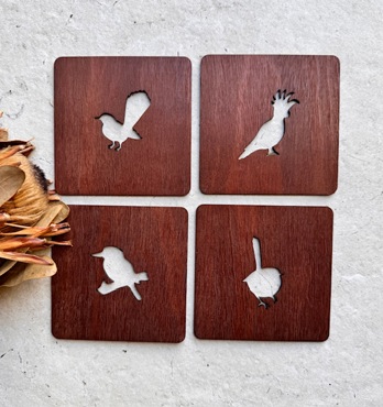 Australian Native Bird Wood Coasters Image