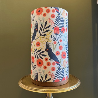 Cylinder Fabric and Tallowwood Table Lamps 