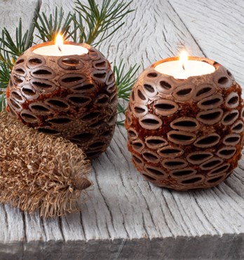 Banksia Ball Tea Light Candle Holders Image