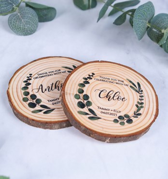 Wood Slice Wedding Favour Coasters Image
