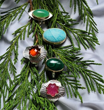 Artistic copper, silver and gold jewellery/sculptures/tableware/fashion accessories with enamel and gemstones Image