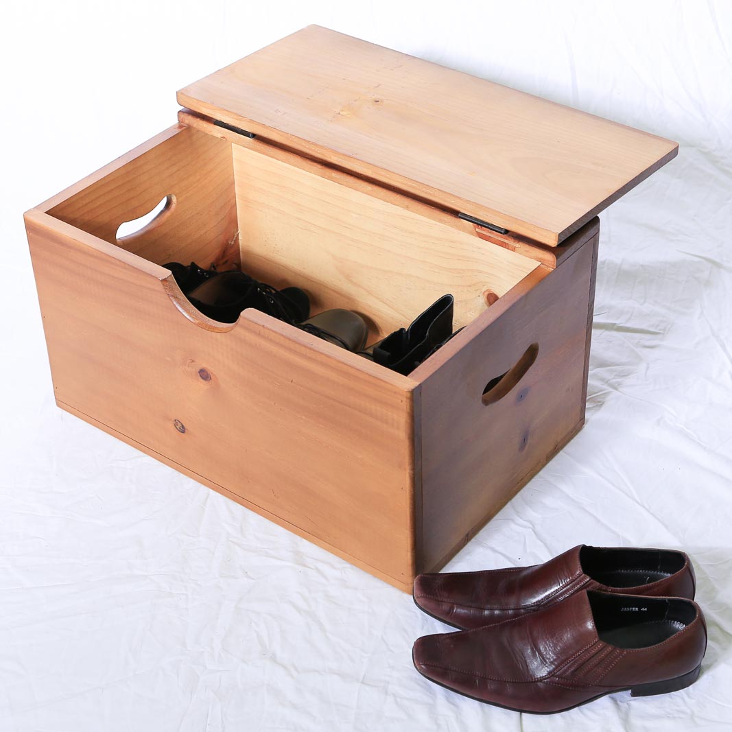 Storage Box Wooden Medium Flat Top Hinged Lid Versatile