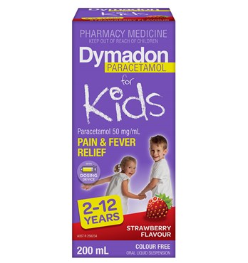 Dymadon Paracetamol for Kids Strawberry 2-12 Years 200mL Image