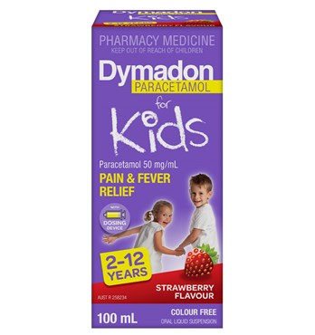 Dymadon Paracetamol for Kids Strawberry 2-12 Years 100mL Image