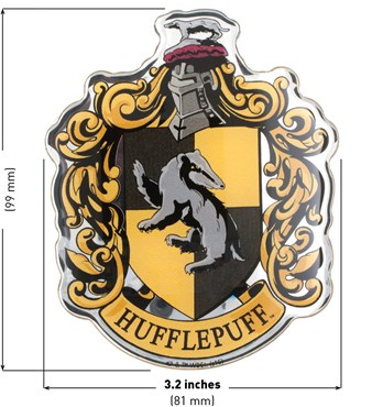 Fan Emblems Harry Potter Domed Chrome Car Decal - Hufflepuff Crest Image