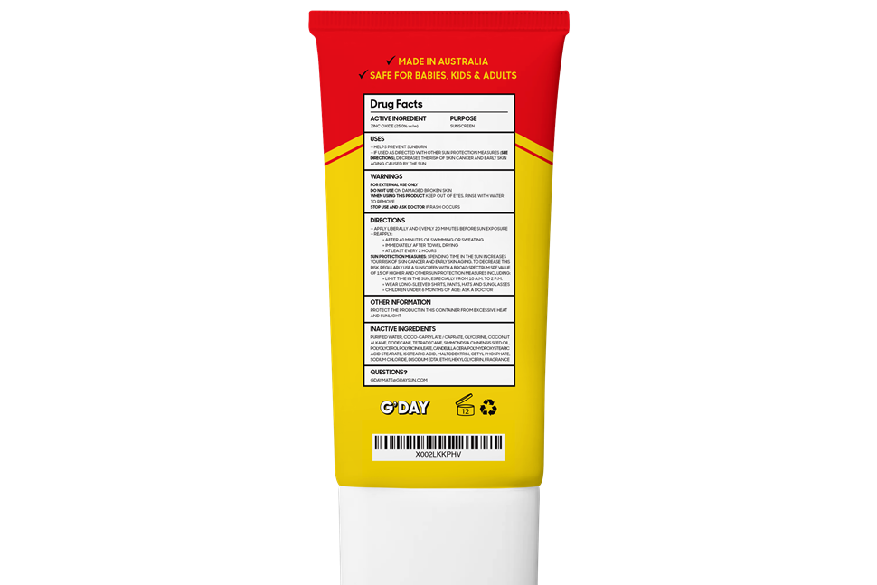 G'DAY SPF50+ Mineral Sunscreen UVA UVB Broad Spectrum