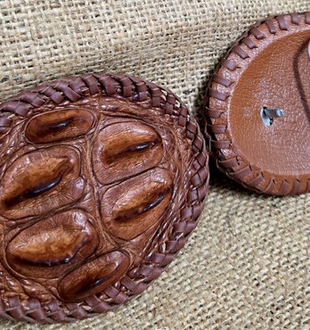 Leather Belt Buckle with Crocodile Crown Image