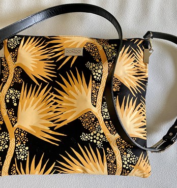 Leather shoulder bag/clutch  featuring Indigenous textiles Image