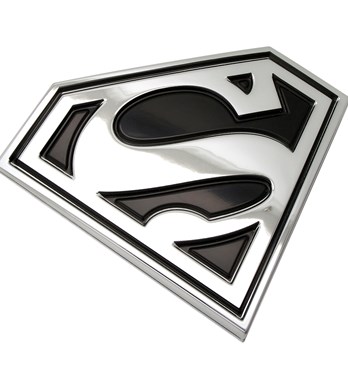 Fan Emblems Superman 3D Car Badge - Classic Logo (Black and Chrome) Image