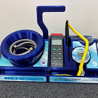 Safety shower & Thermostatic mixing valve combo test kit, Gould model GI-SS/TMV01