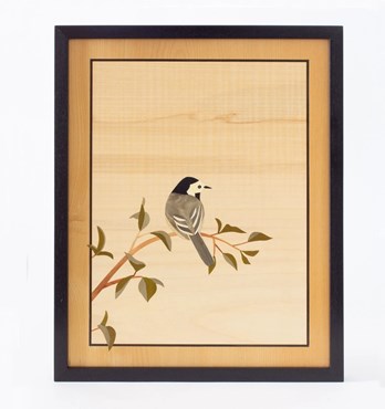 White Wagtail Marquetry Artwork Image