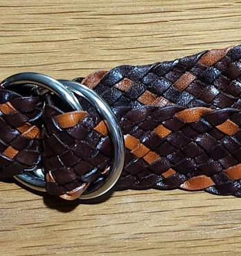 Kangaroo Lace Plaited Leather Belt with Double O Ring Buckle Image